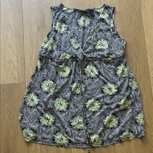 New York & Company Black and Yellow Floral Blouse